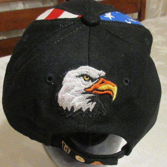 Black Cap USA Flag Eagle Stars  Embroidery Baseball Cap Master Cap - Picture 8 of 9